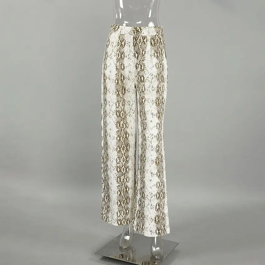 Spring 2025 New Vintage Snake-Print Loose High-Waist Straight-Tee Casual Pants