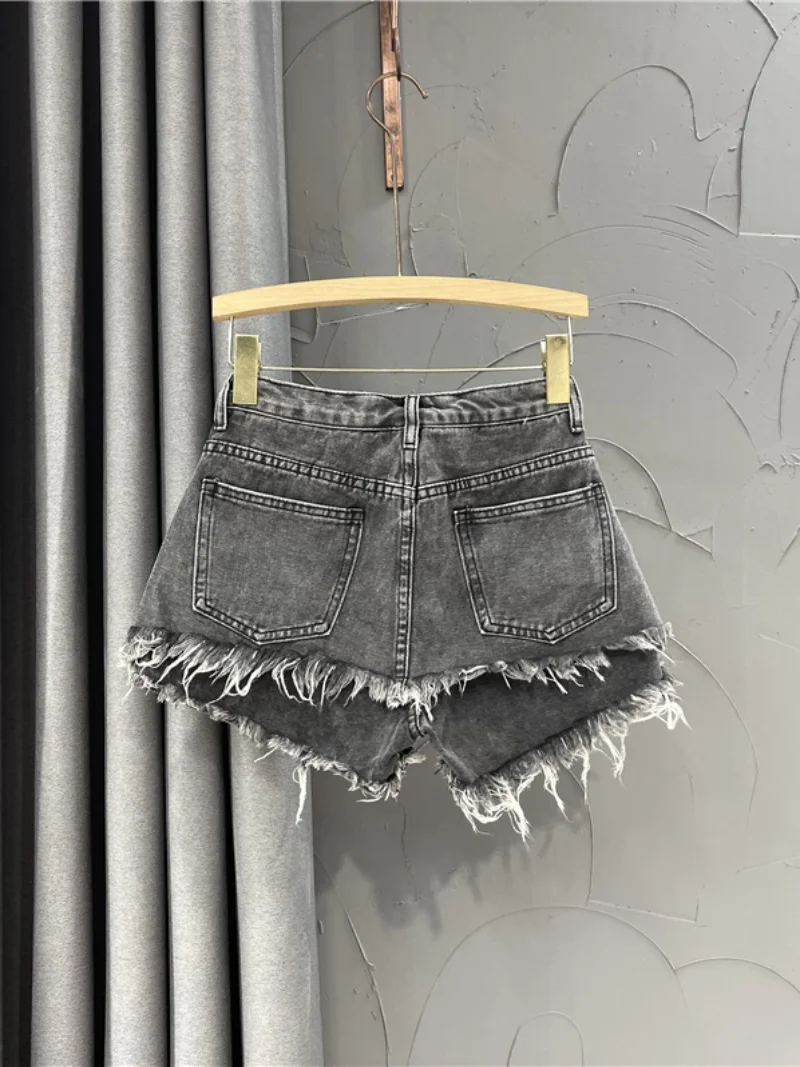Mode Löcher Raw Edge Denim Shorts Frauen 2025, Sommer Neue Streetwear Frau A-Linie Zerrissene Breite Bein Jean Shorts hot Pants Ttendy