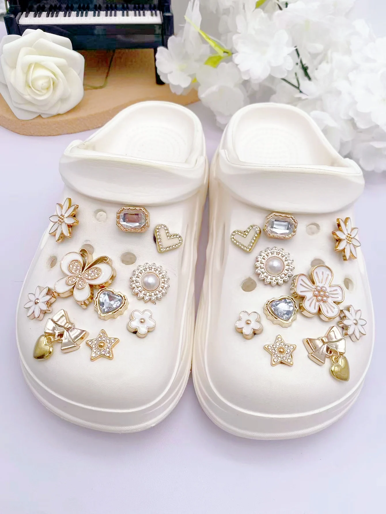 20 pieces of oil-drop butterfly flower shoe decorations - DIY detachable shoe accessories, shoe decoration parts, holiday gifts