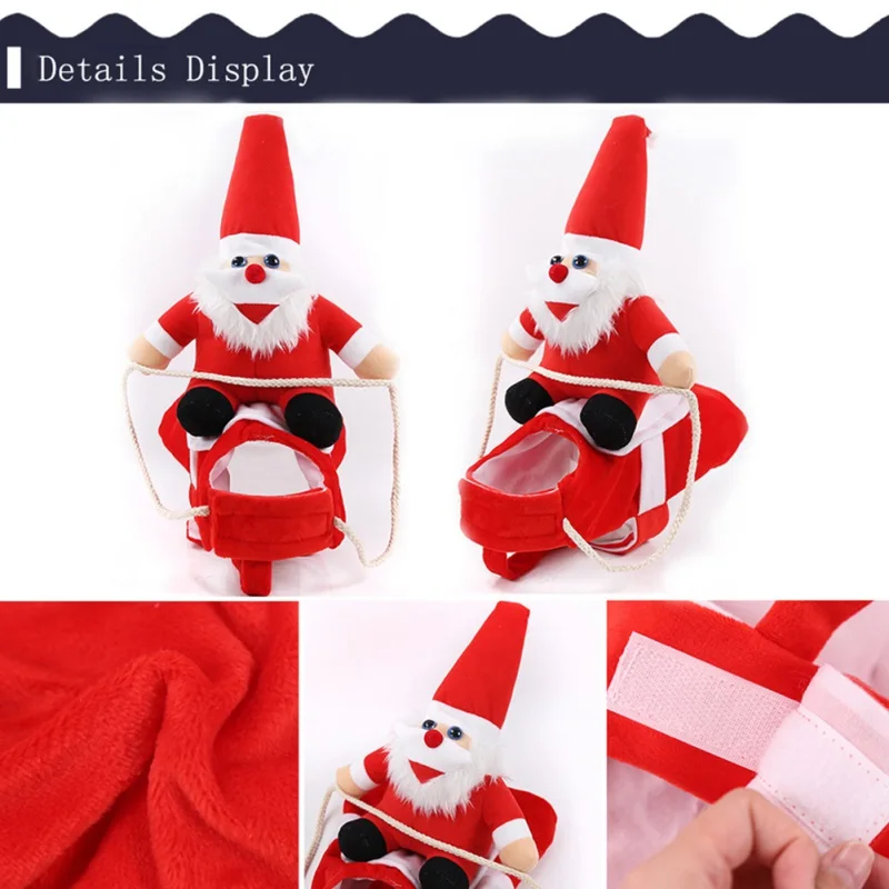 Funny Christmas Pet Costume Riding Horse Santa Dogs Vest Coat Clothes for Christmas Halloween Party Dressing up Dogs Cats Outfit