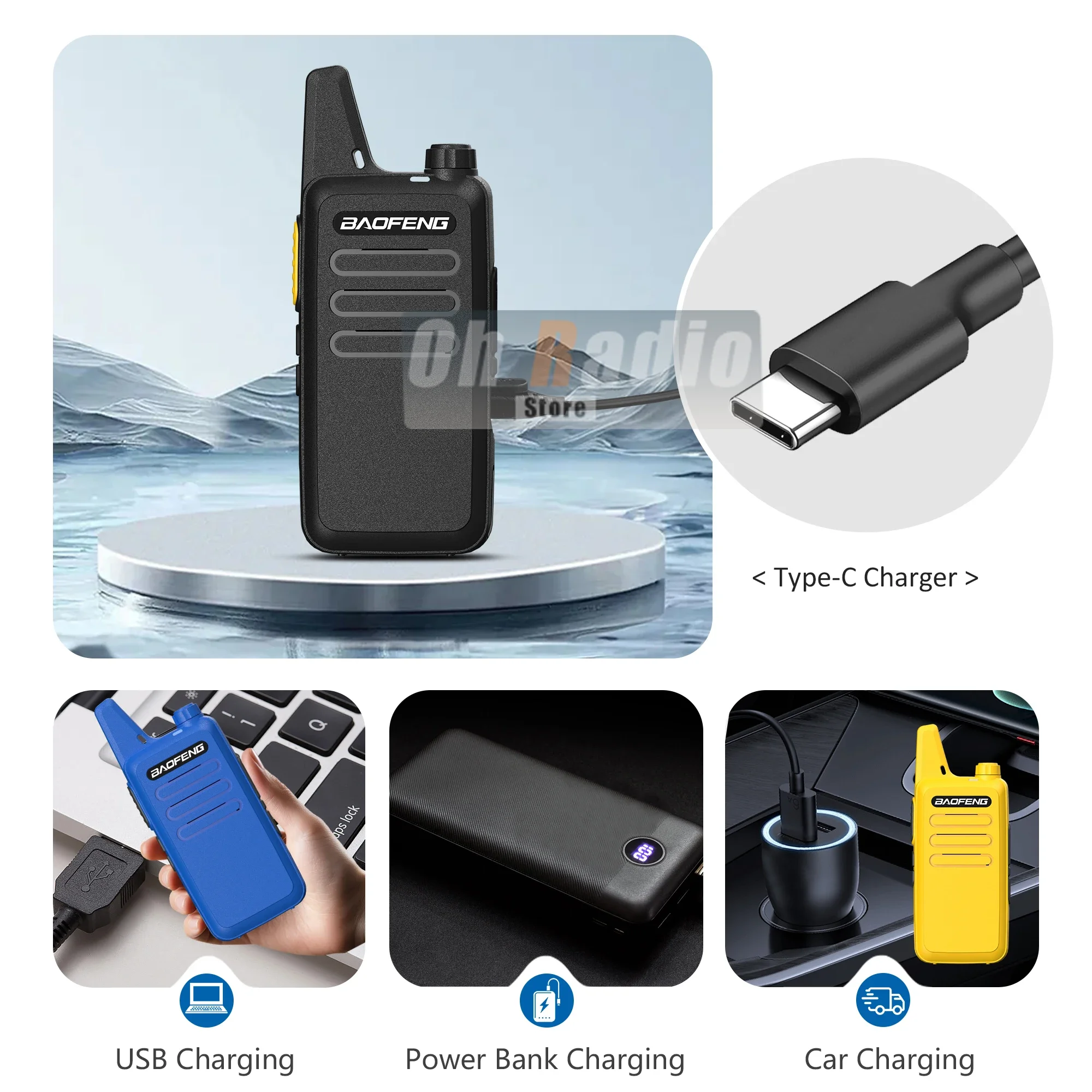 2PCS Baofeng BF-T20D Mini Walkie Talkie Noise Reduction USB-C Type-C VOX 1500mAh 5KM Long Range UHF Updated BF-T20 Two Way Radio - view 5