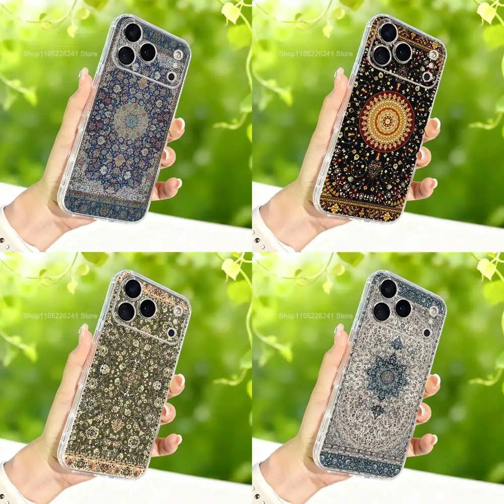 

Persian Floral Texture Phone Case For iPhone 14,13,12,11,17,16,15,Pro,Max,Plus,X,XS,XR,SE,Mini Transparent Soft Cover