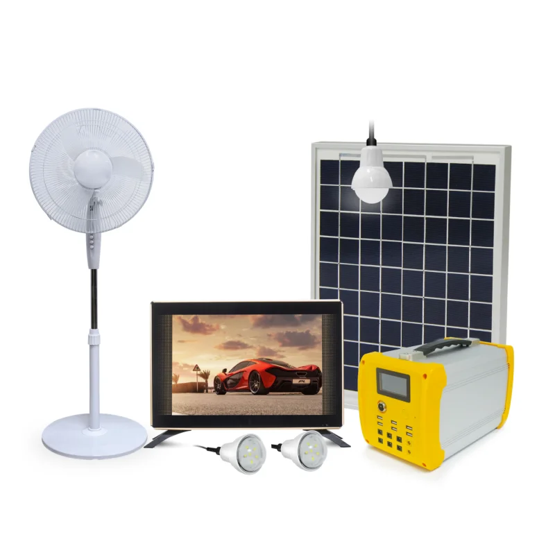 Portable 50W solar panel offgrid solar lamp Solar lighting system for home can run DC fan and DC TV