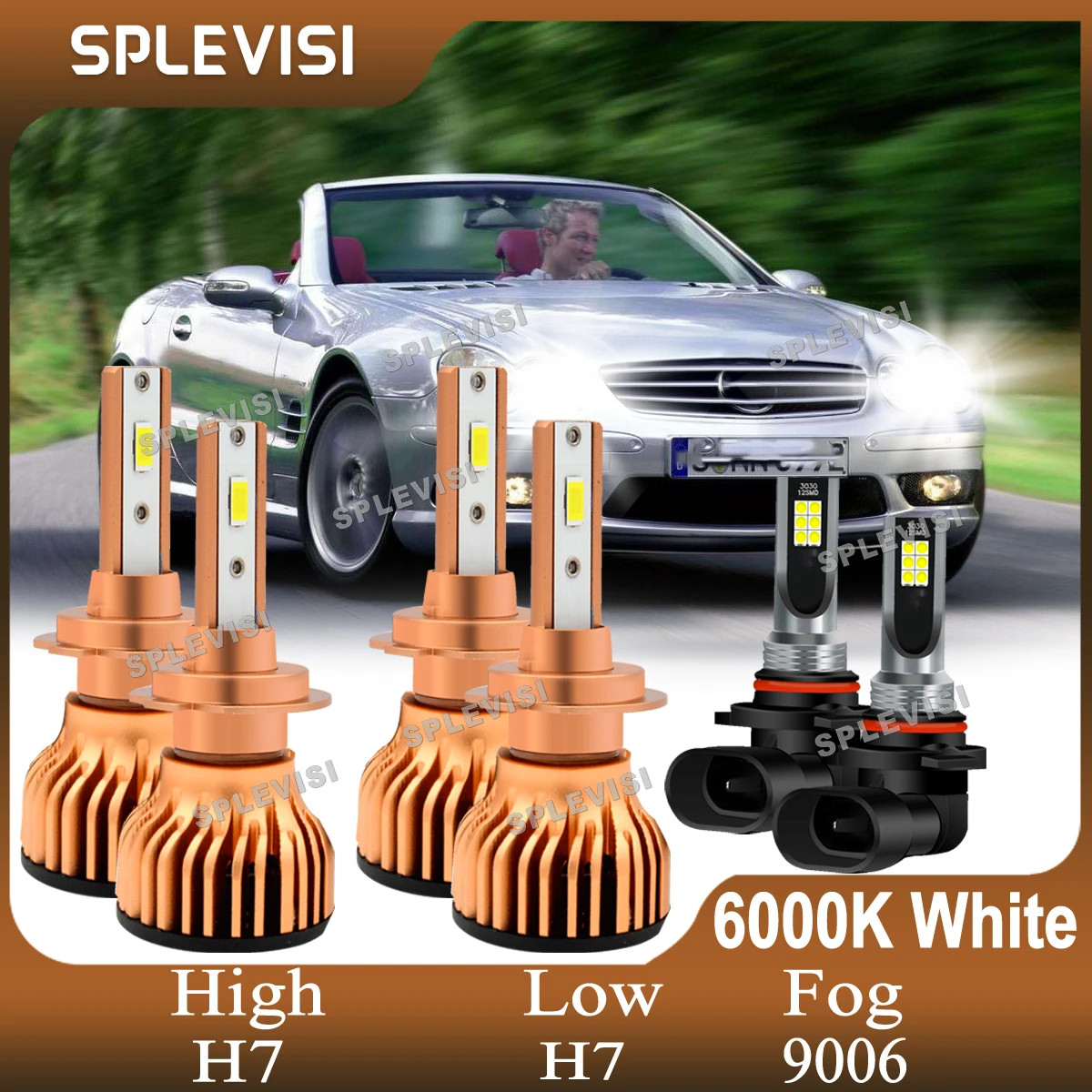 Bright White Kit 650W 65000LM Replace For Mercedes-Benz SL55 AMG 2003 2004 2005 2006 Led Headlight High Low Beam Foglamp 12V 24V