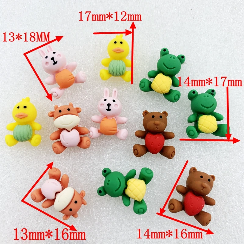 20pcs Cute Bear, rabbit, frog Flat Back Resin Cabochons Scrapbooking DIY Jewelry Craft Decoration Accessories -HF03