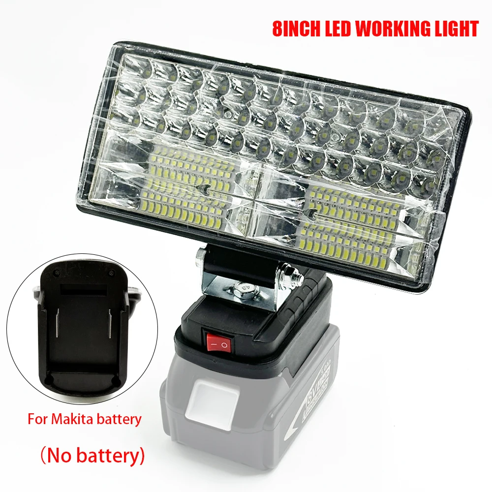 8inch For Makita 18V Li-ion Battery LED Work Light Flashlight Portable Emergency Flood Lamp Camping Lamp