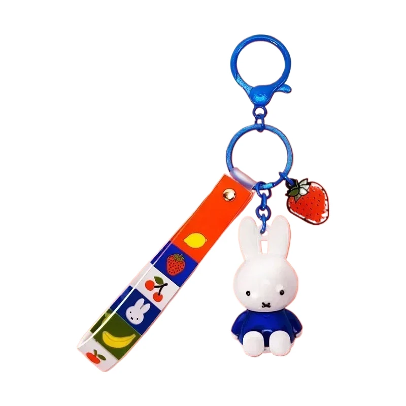 كارتون أنيمي جميل Kawaii مينيسو دمية على شكل أرنب الأصالة السيارات المفاتيح المدرسية قلادة عشاق الهدايا الصغيرة البلاستيكية #4