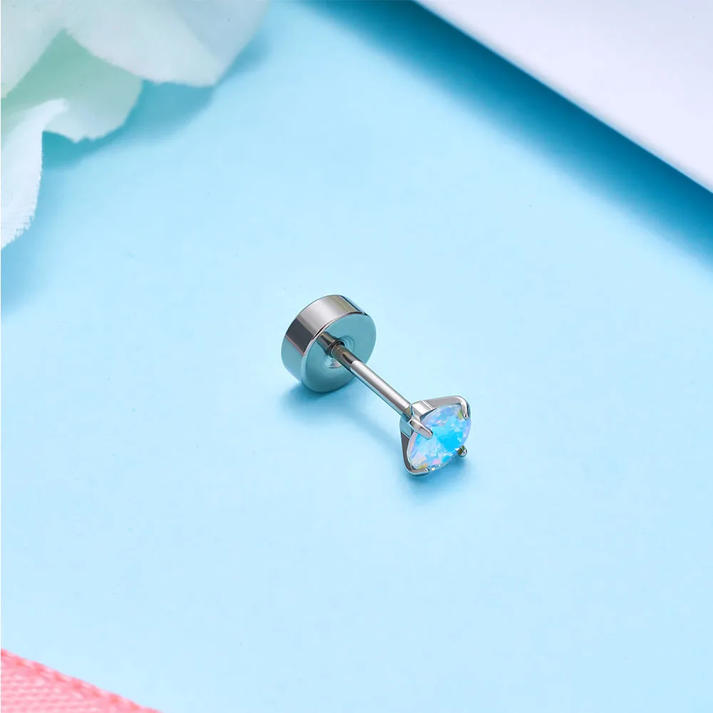 10/50/100PCS 316L Medical Stainless Steel Earnail 2-8mm Kit Four Claw Round Cubic Zirconia Women\'s Ear Cartilage Nail