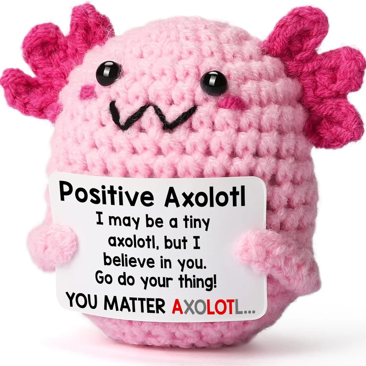 Handmade Positive Energy Axolotl Doll With Card Home Decoration Knitting Axolotl Doll Ornament Room Decor Christams Party Gifts