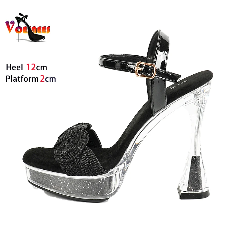 Elegant Women\'s Shoes 12CM Buckle Strap High Heels Waterproof Platform Summer Party Dress Shoes Thick Bottom Sandals For Lady