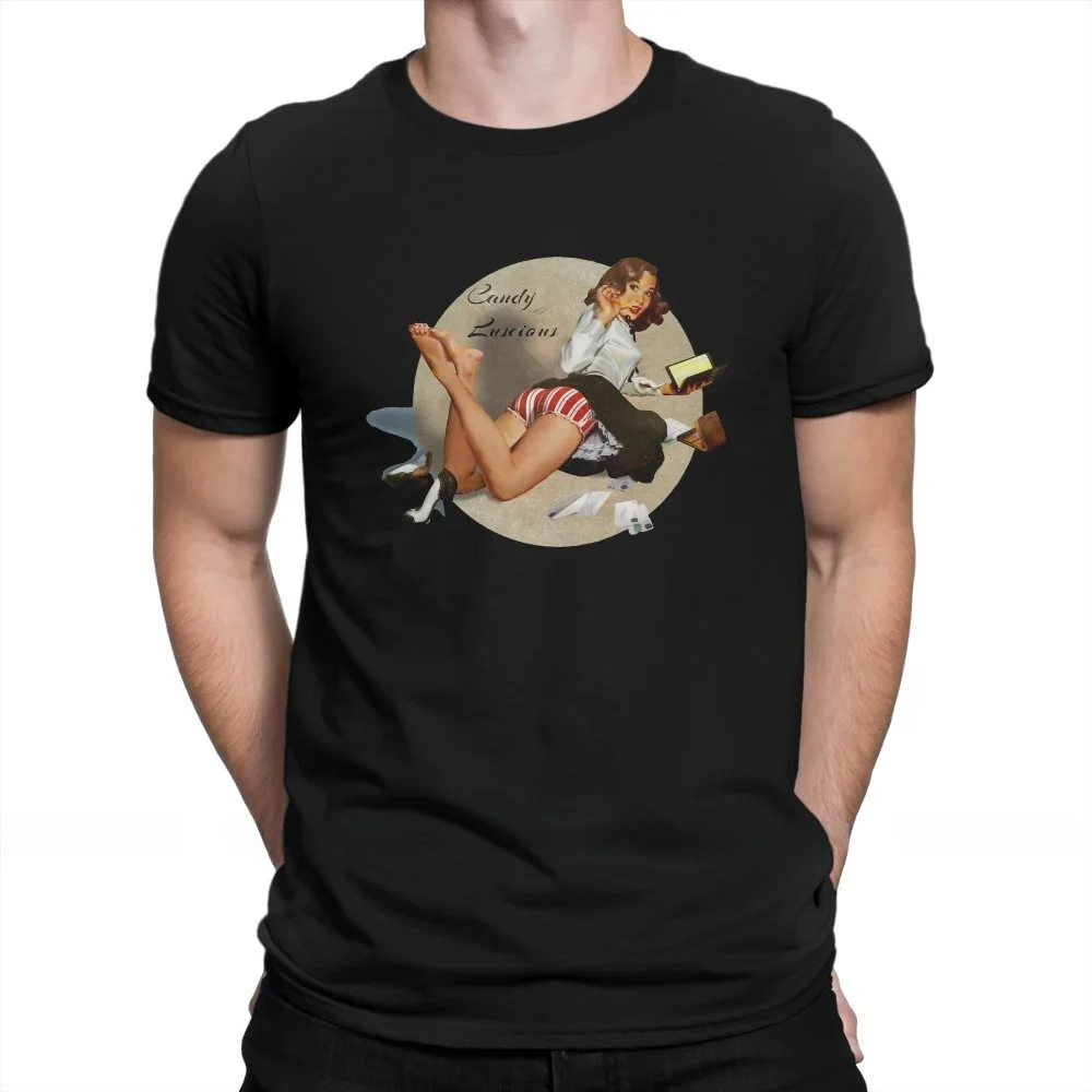 Retro PinUp Girl Oversized One-Neck T-Shirt for Men Comfortable Fit Casual Style Fashionable Ladies' T-Shirt