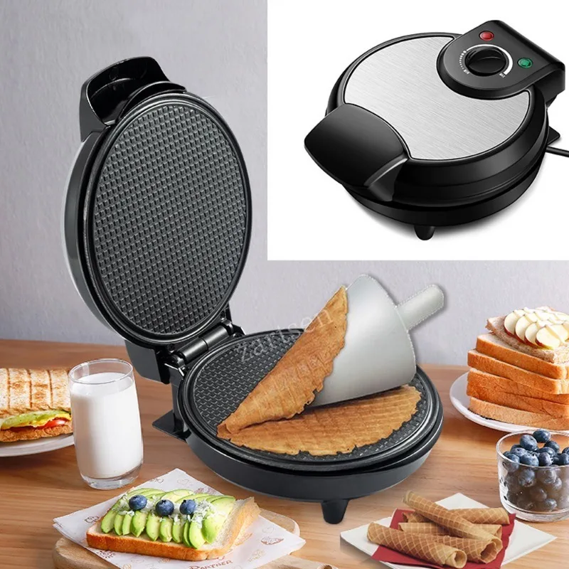 Electric Crispy Egg Roll Maker Omelet Sandwich Iron Crepe Baking Pan Waffle Pancake Oven DIY Ice Cream Cone Machine