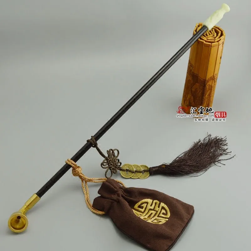 MUXIANG Handmade Tobacco Smoking Pipe Long Mouth Reading Bucket Chinese Style Long Pipe Contains Tobacco Bag, High Quality Gift,