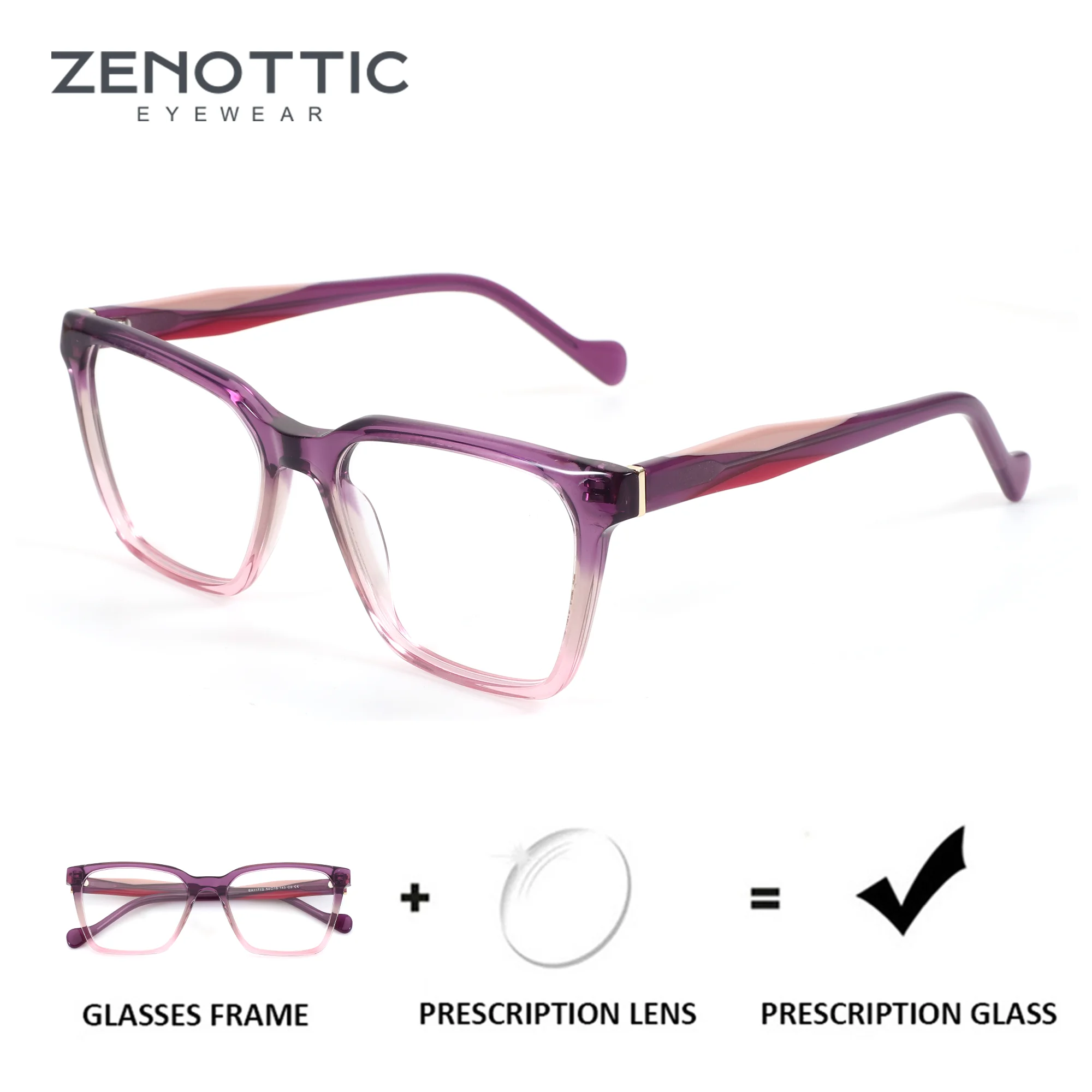 

Очки ZENOTTIC (размер S) с прогрессивными мультифокальными линзами для женщин, ацетатные, для коррекции близорукости, без диоптрий