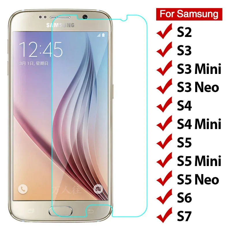 1/2 Uds 9H HD Protector de pantalla para Samsung Galaxy S7 S6 S5 S4 Mini vidrio templado duro templado templado templado templado en Galaxy S3 Neo