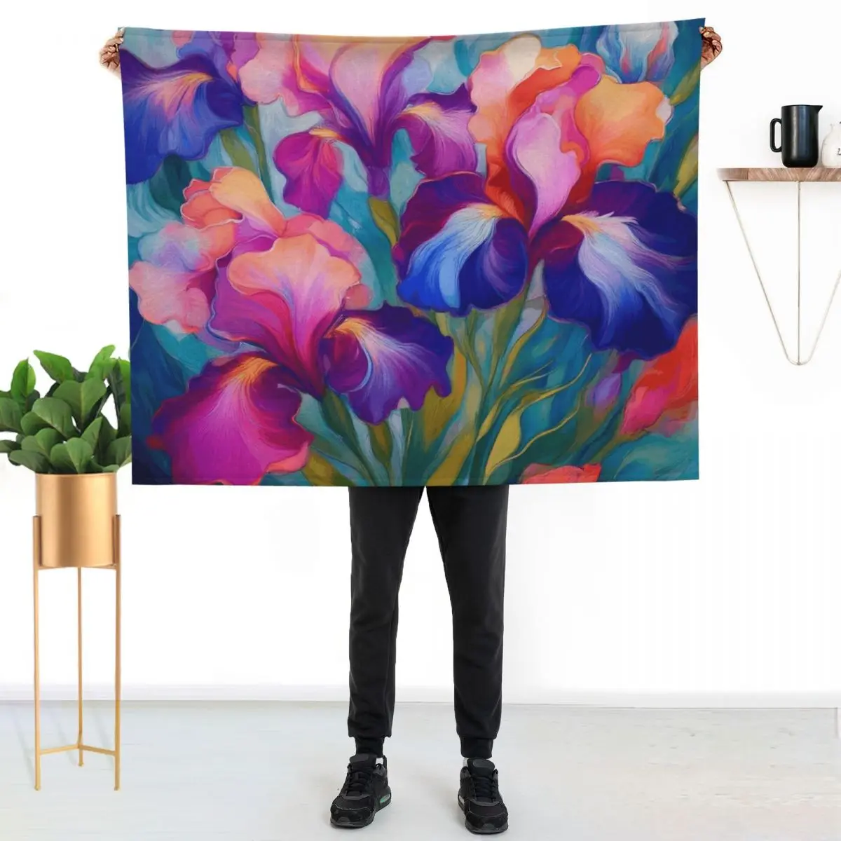 Iris Celebration Throw Blanket Cute Plaid Warm Beautifuls Beach Blankets
