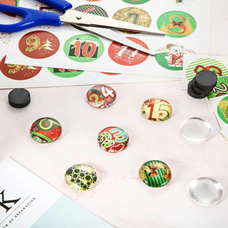 DIY Magnetic Craft Kit 50/100 Sets Ceramic Ferrite Magnets with Adhesive Backing Transparent Clear Glass Cabochons for Fridge