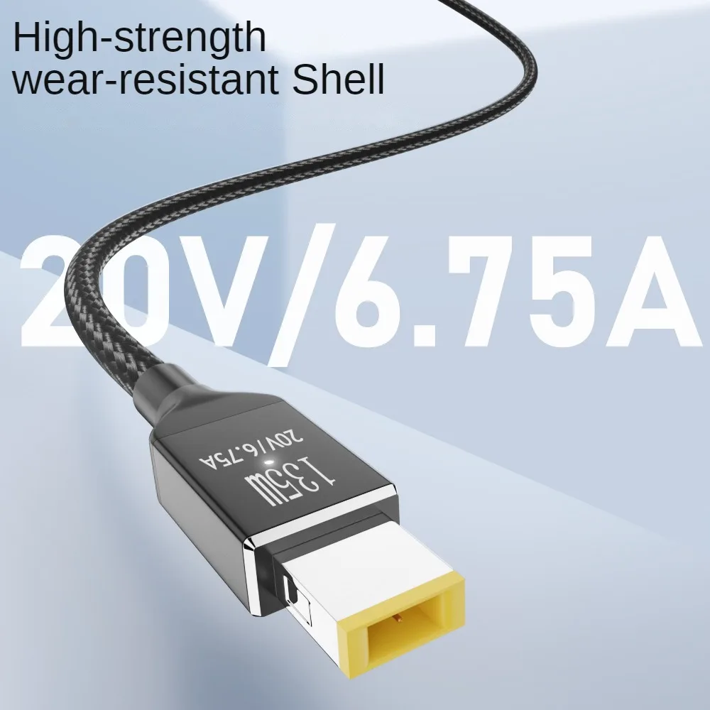 USB C 65W 100W 135W Charger Power Cable Type-C To Slim Tip Square Port Converter Cord Compatible with Lenovo Legion Y7000 Laptop