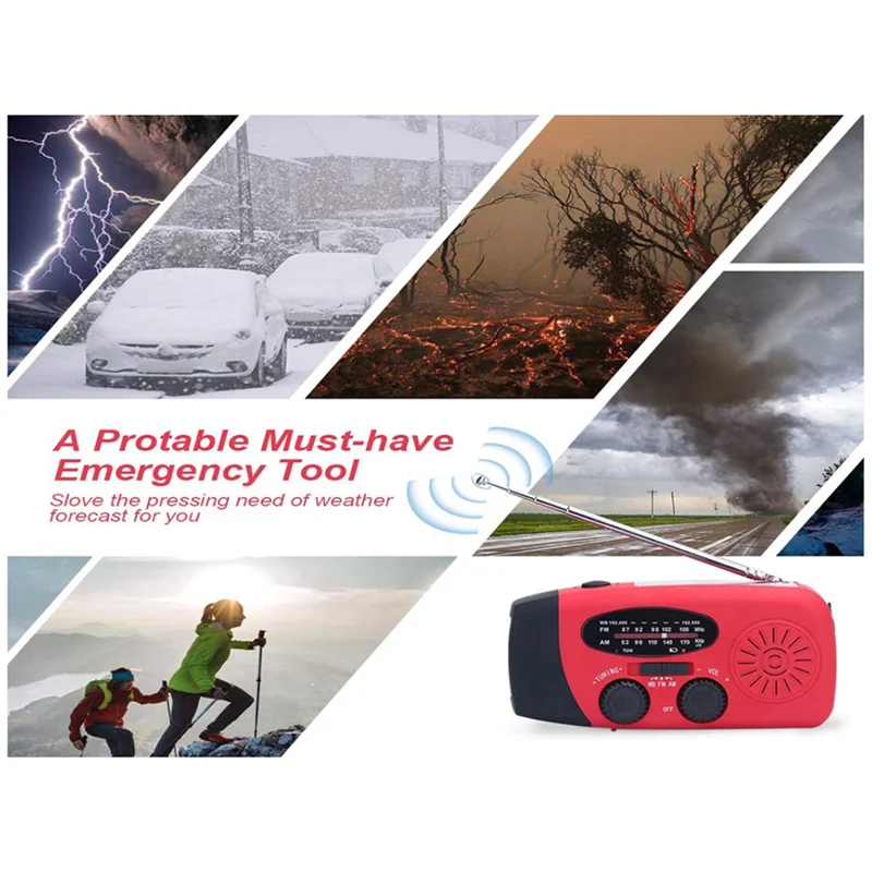 A69Z Led Flashlights Hand Crank Dynamo Powered AM/FM/NOAA Radio Emergency Rescue LED Flashlight Emergency Power Supply