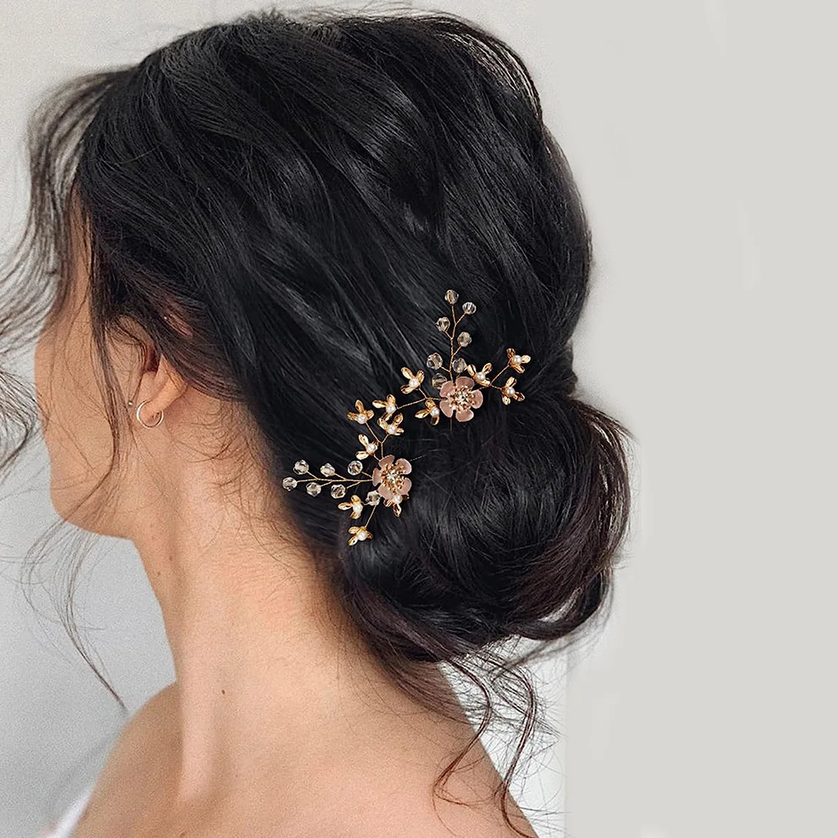

Wedding Hairpins Golden Le Alloy Hair Accories for Bride 2 Pieces Set Faionable Jewelry Hairpin Hair Clip