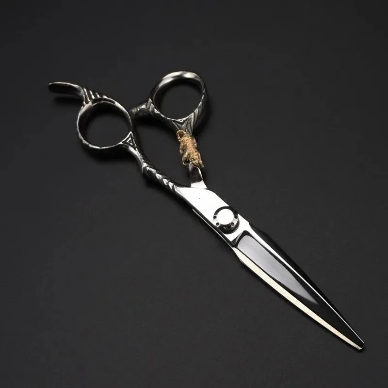 Gunting Barber Premium Gold Tiger - 6 Inci Lurus & Penipis Rambut, Alat Potong Rambut Profesional Salon