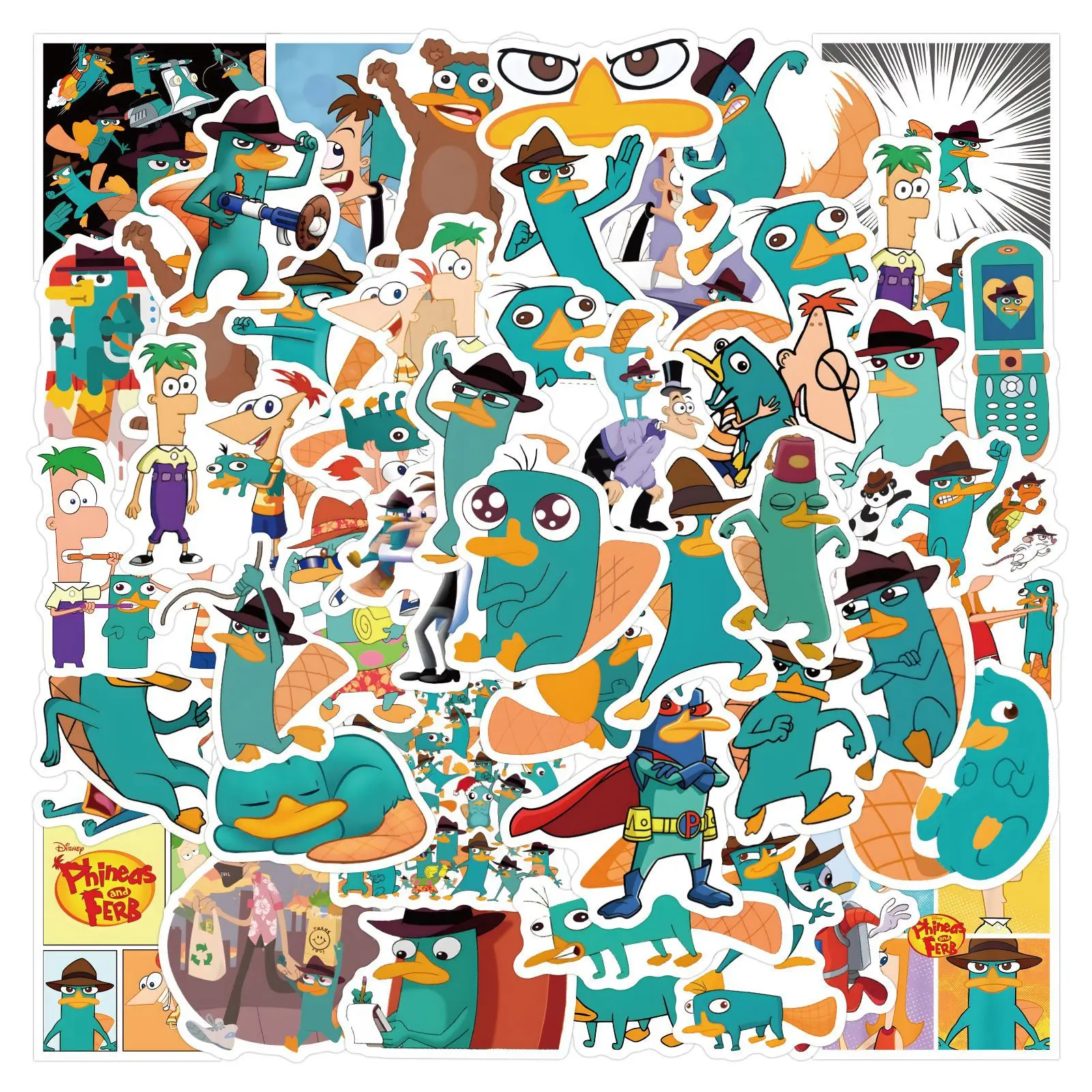 

55PCS Cute Perry the Platypus Stickers Anime Graffiti Sticker Scrapbook Luggage Laptop Guitar Bike Skateboard Decoration
