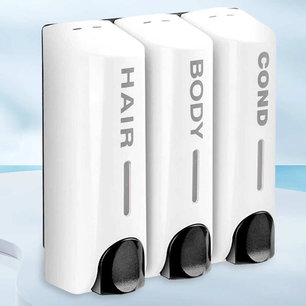 

Triple 350ml Shower Bath Shampoo Dispenser Multi-Purpose Wall-Mount Body Wash Dispenser Large Capacity for Bathroom Accessories