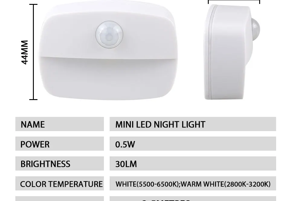 1/2/3/4/5pcs Led Night Light with Motion Sensor PIR AAA Battery or Rechargeable Cabinet Lamp for Kitchen Bathroom Closet Stairs