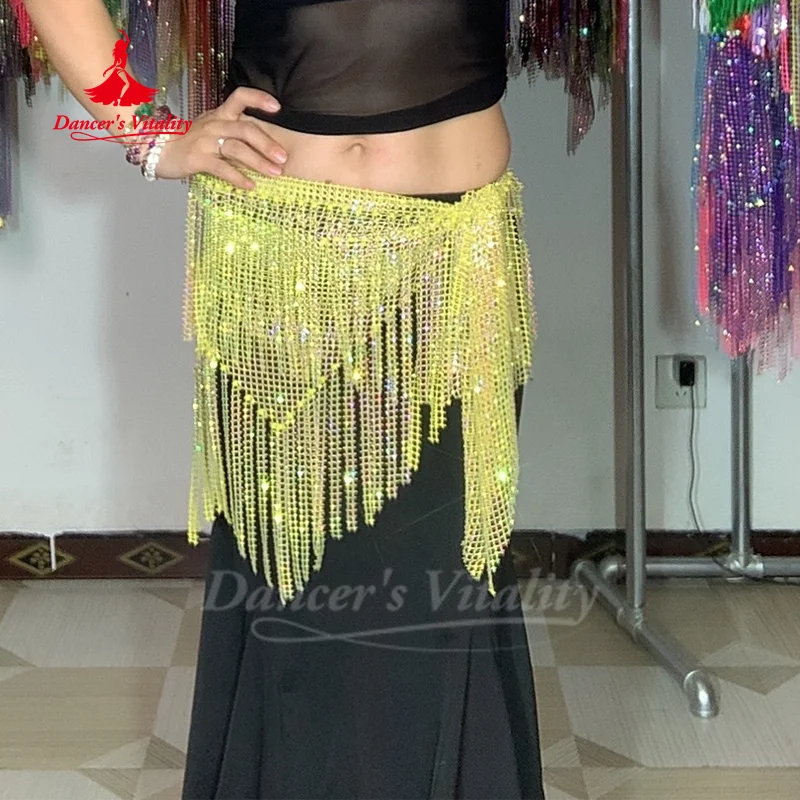 Dancer's Vitality BellyDance Fransengürtel für Damen, Senior AB, Steine, Dreieck, Quaste, Hüfttuch für Erwachsene und Kinder, orientalischer Tanz, Übungszubehör 5