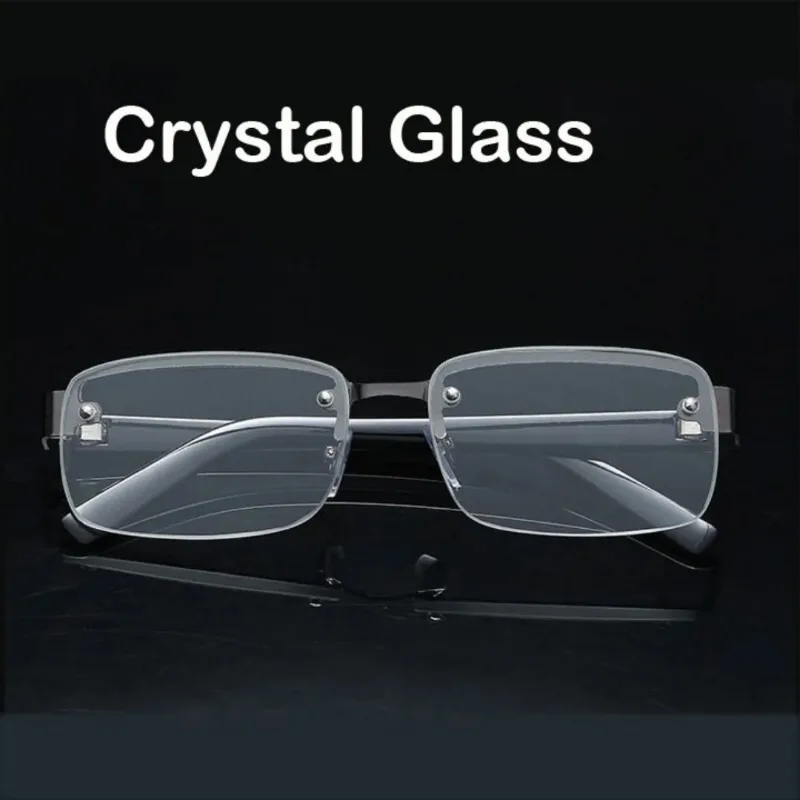 Gafas de lectura de cristal HD para hombre, lentes de presbicia de 0 a + 4,0, sin marco, color marrón