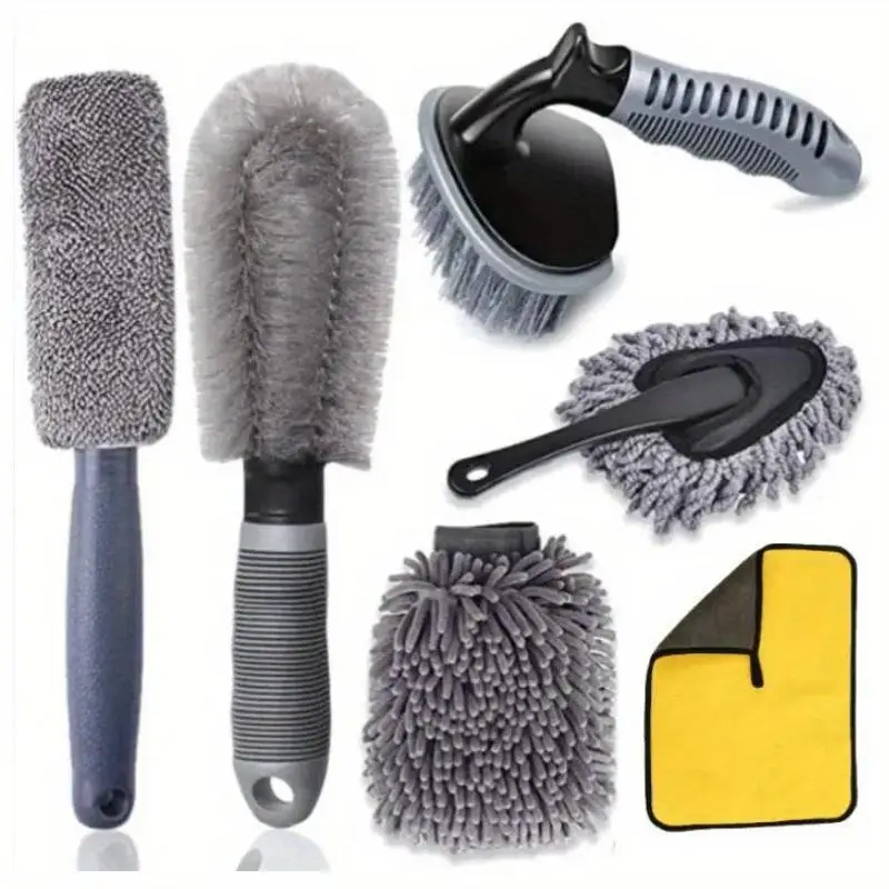 Complete Car Wash Kit, Tire Cleaner, Rim Brush, Duster, Perfect for Cars, Motorcycles and Trunks, Easy To Use Maintenance Tools