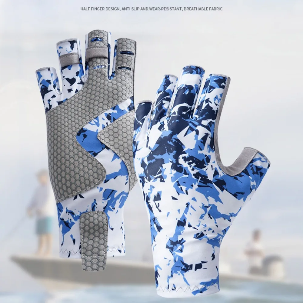 Sun Protection Half Finger Fishing Gloves Summer Sunscreen Half-finger Fingerless Fishing Gloves Sun-proof Anti-Slip