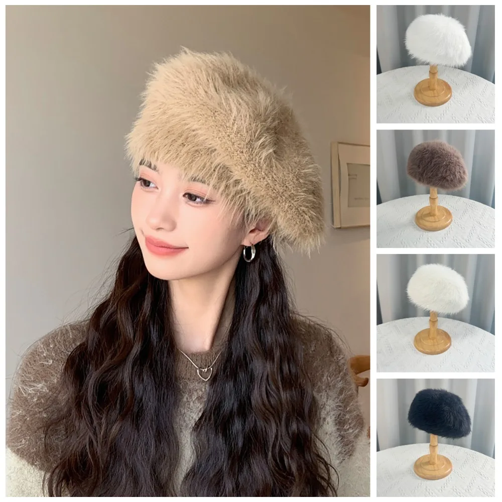 New Plush Painter Hat Versatile Cold Resistant Warm Hat Elegant Soft Beret Outdoor