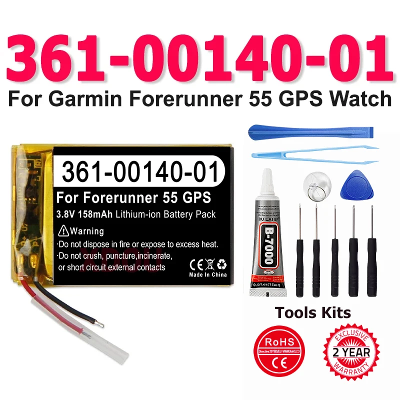 Genuine Rechargeable Li-ion Batteries  361-00140-01 For Garmin Forerunner 55 GPS watch Replacement Battery  +free tools