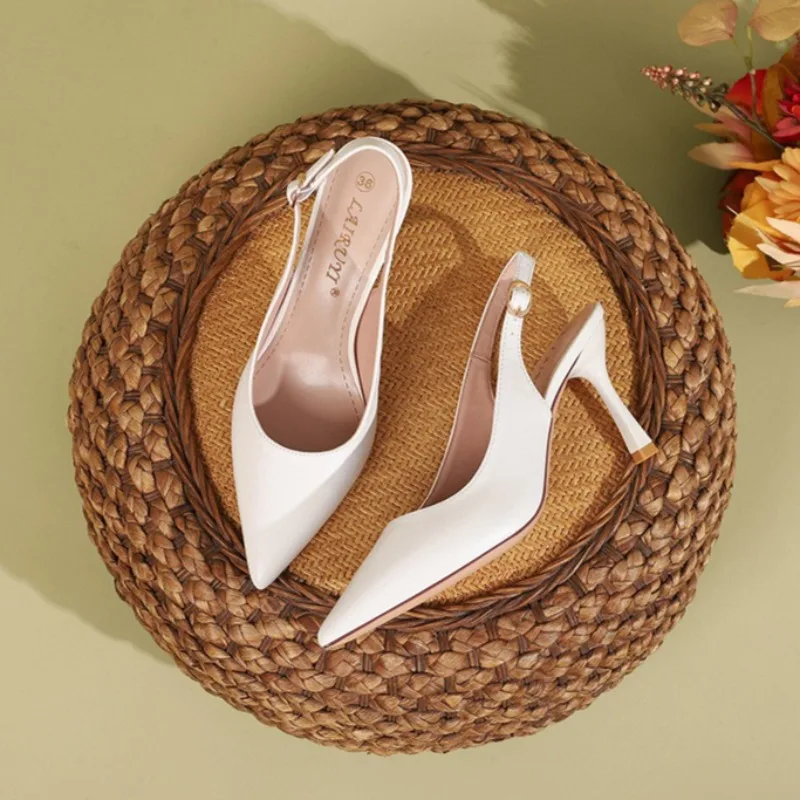 Women Sandals Summer Professional Style Work Shoes Women's High Heels Plus Size 44 Stiletto Back Empty Sandals Pointed Shoes