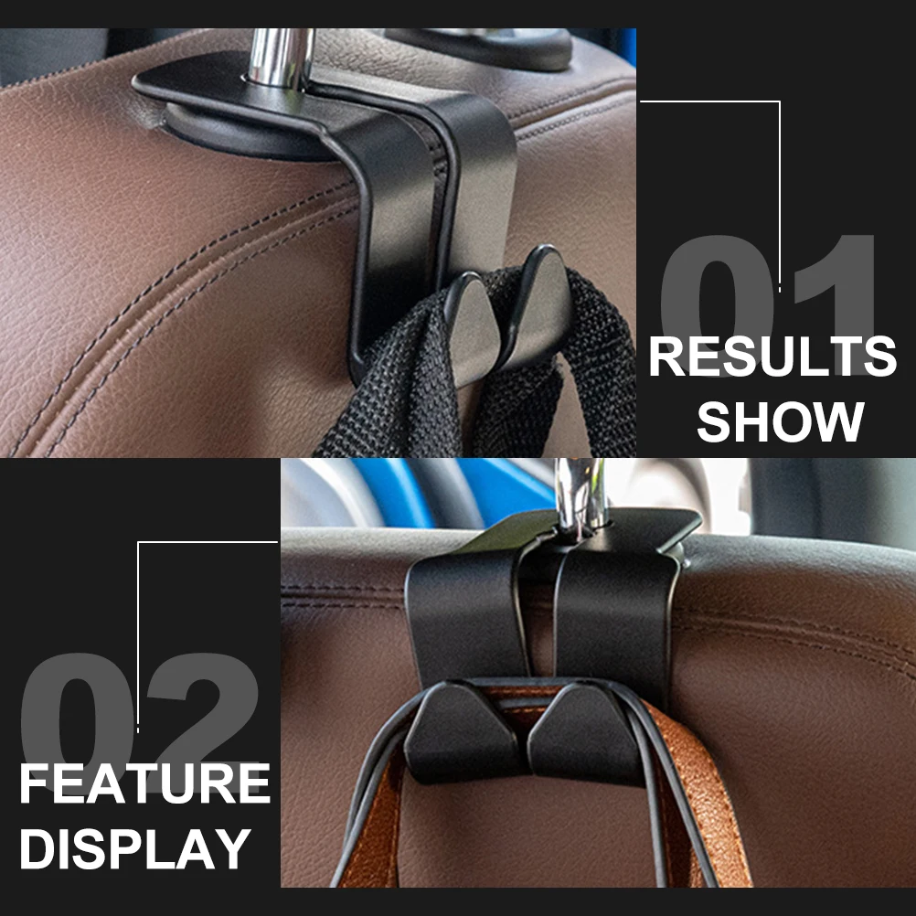 

4Pcs Car Hooks ABS Backseat Storage Headrest Hangers MultiFunctional Durable Travel Accessories Organize Space Grocery Bags
