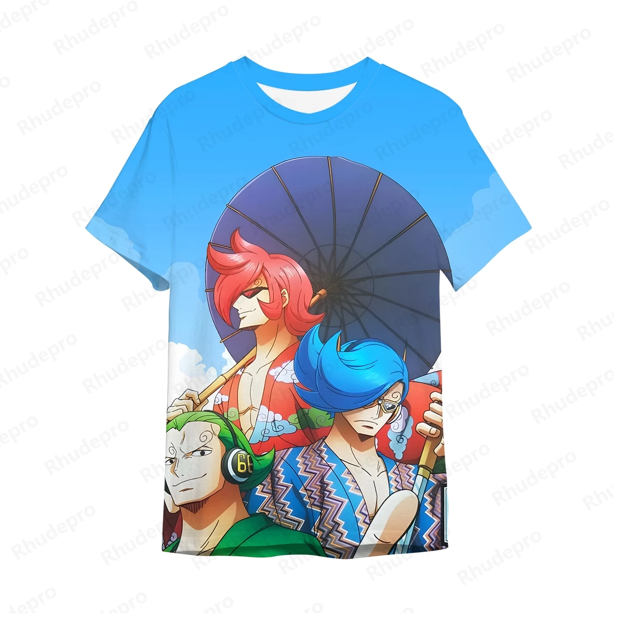 Musim panas baru pria Anime One Piece Monkey D. Luffy kaus jalanan untuk wanita, t-shirt uniseks motif 3D bermain peran kaus atasan besar untuk wanita dan anak-anak