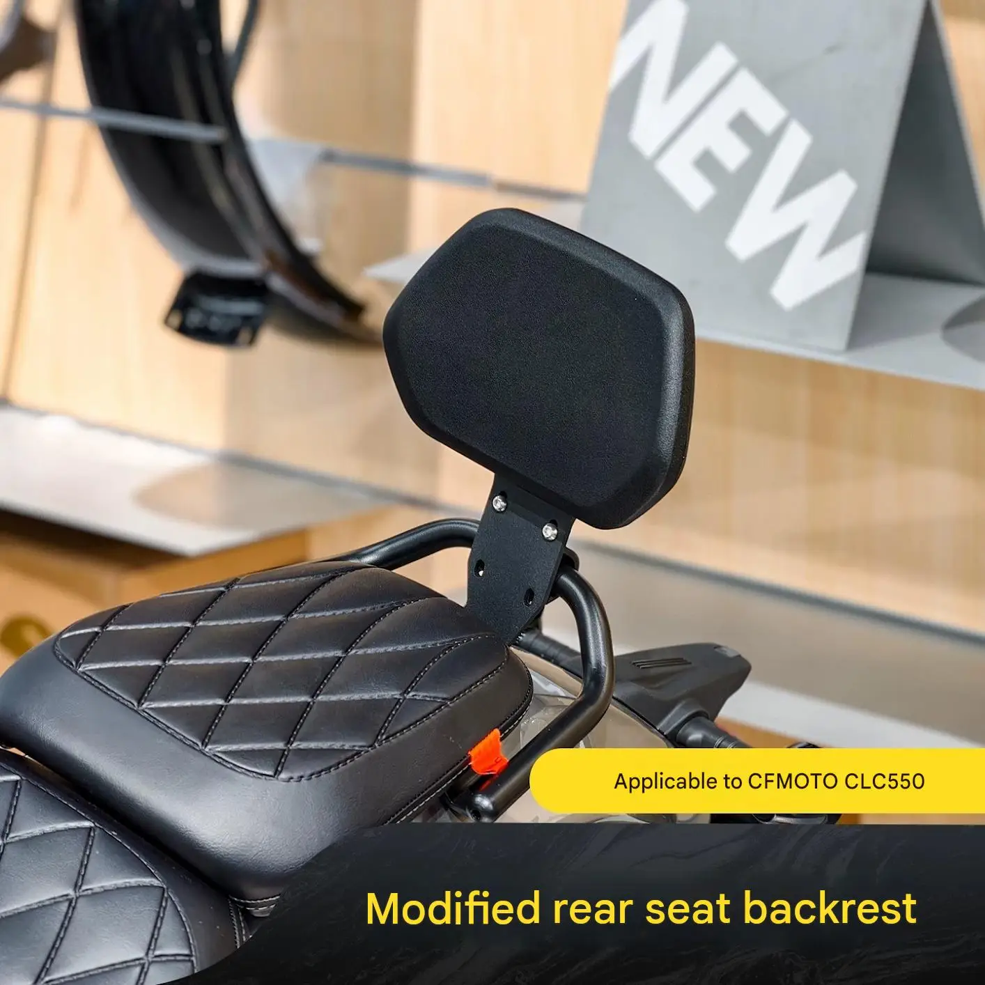 For CFMOTO CLC550 Retro Style Rear Seat Backrest with Thick Rebound Sponge Stable Support Structure for Comfortable Travel