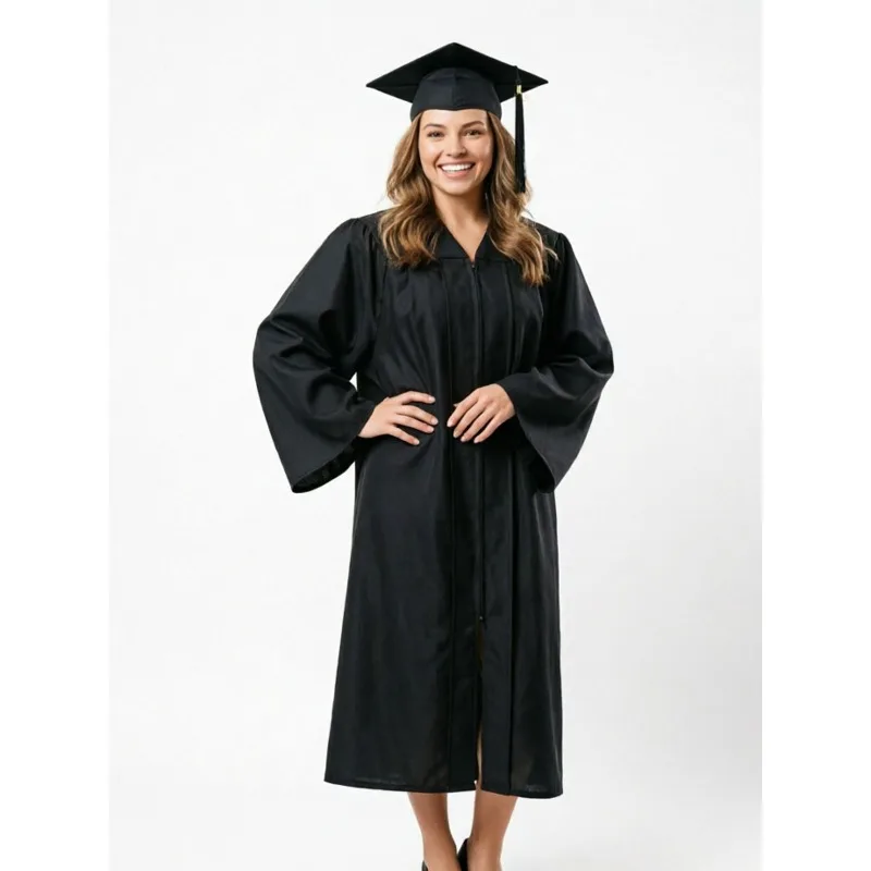 Bachelor's Uniform Graduation Attire Complete Set of V-neck Graduation Robe Tassel Bachelor's Hat Campus Ceremony Cosplay Attire