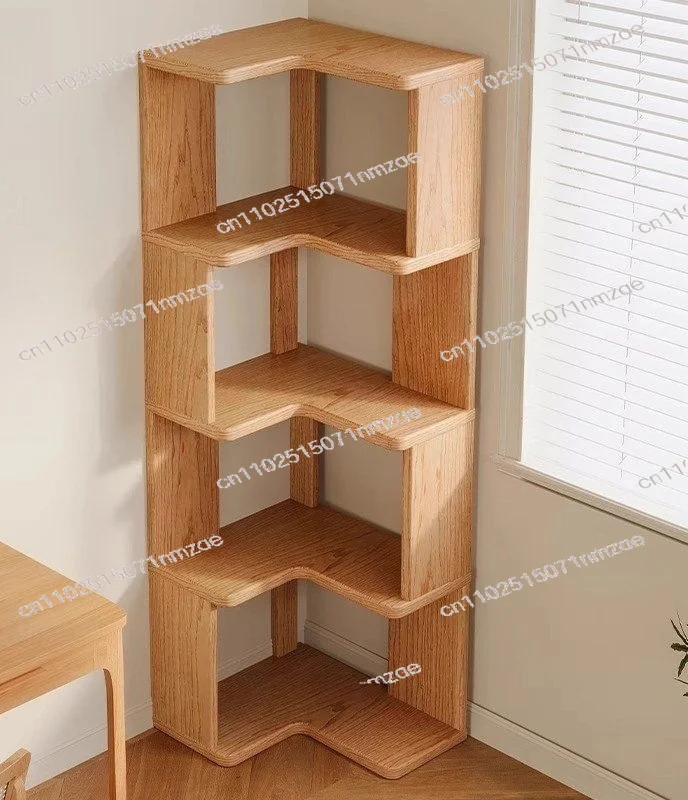 Solid Wood Floor-to-ceiling Corner Cabinet, Multi-layer Corner Bookshelf Storage Rack for Home Organization