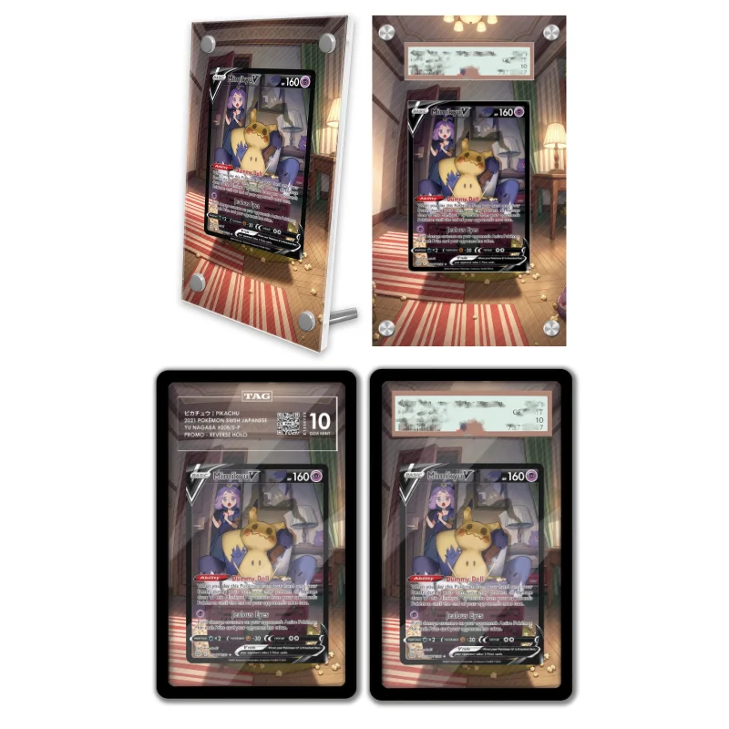 

Anime Art Display for Pokemon Mimikyu Sword Shield Anime Games Expand Art Acrylic Protective Case Keychain Evaluation Level Toys
