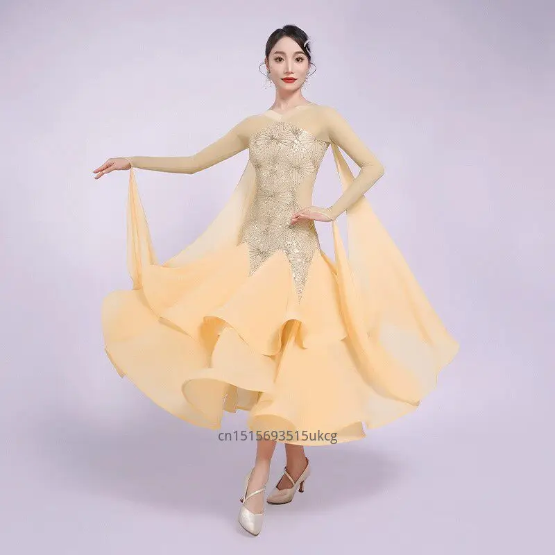 

High End Modern Dance Dress Women's Ballroom Dance Competition Clothing New Style Ballroom Dance Stage Performance Sequin Dress