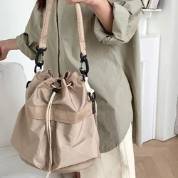 Women Tote Bag Shoulder Bag Nylon Waterproof Large Capacity Handbag Drawstring Crossbody Bag