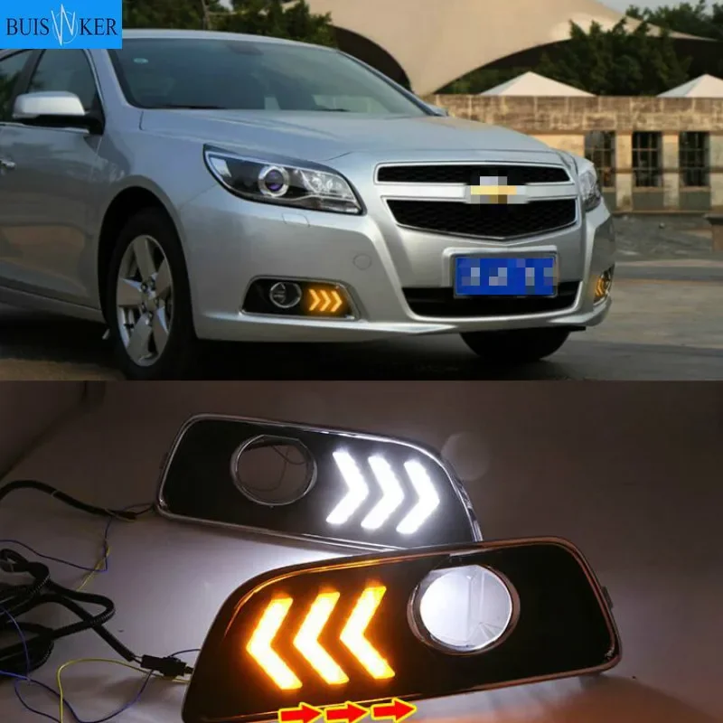 

2Pcs LED DRL Daytime Running Light For Chevrolet Malibu 2011 2012 2013 2014 2015 Car Styling with Fog Lamp hole Turning light