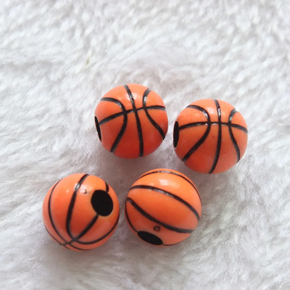 60 Pcs Basketball Accessories Loose Bead Hole Beads Bracelet Round Large Scattered