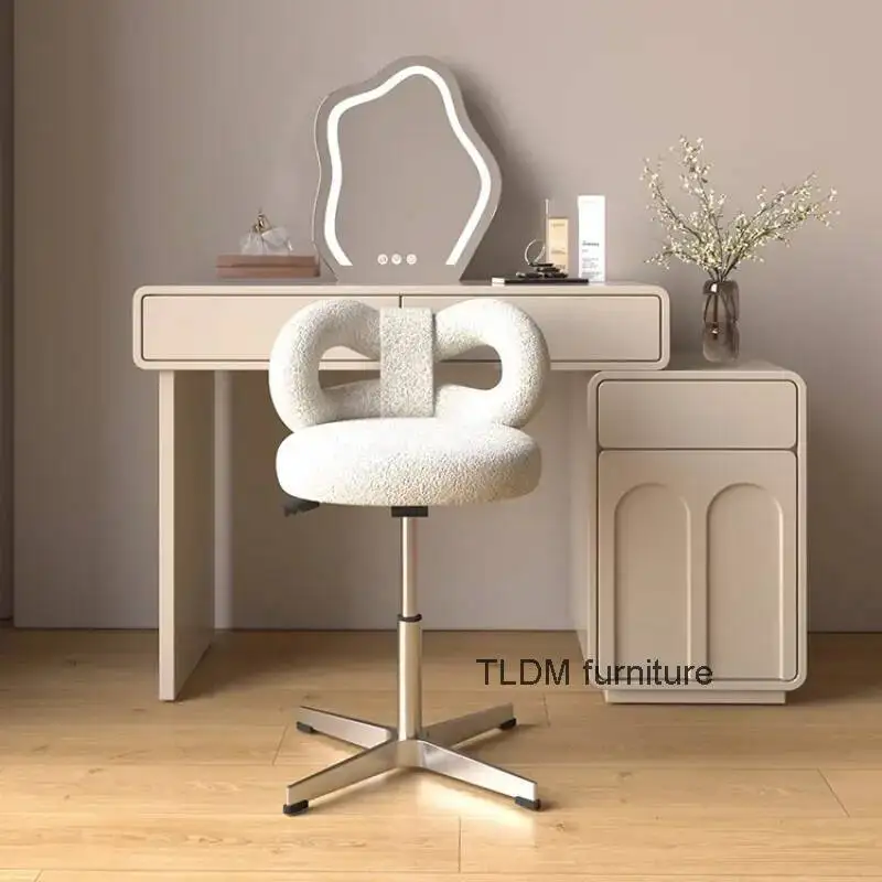 

Accent Chairs for Living Room Cosmetic Adjustable Dressing Stool Internet Celebrity Dressing Table Lambswool Room Bow Chair