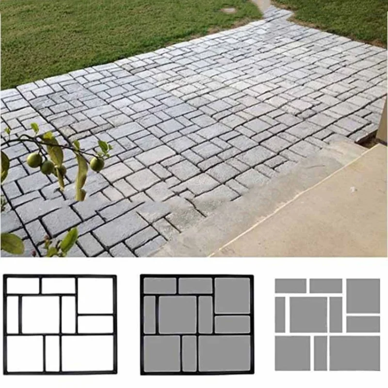 DIY Path Maker Paver Molds Stone Brick Concrete Mold Concrete Cement Walk Garden Path Paving Paver Reusable Patio Molds Paviment