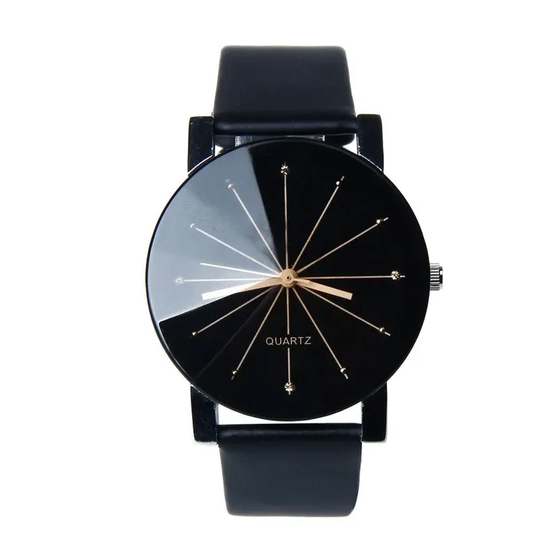 Montre-bracelet en cuir PU pour hommes et femmes, montres à cadran à quartz pour couples, horloge de luxe, mode