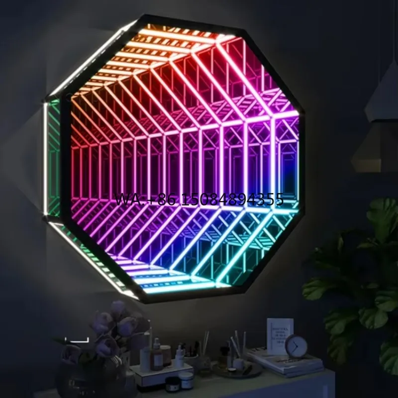 Octagon 3D Infinity Mirror Light Tunnel Mirror Infinity Mirror LED Magical Light Portal for Amazing Room Decor and Home Lighting