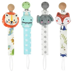 2024 New Pacifier Clip Cloth BPA-free Newborn Linen Cotton Animal Wooden Pacifier Chain Baby Relief Pain Teething Toys Shower